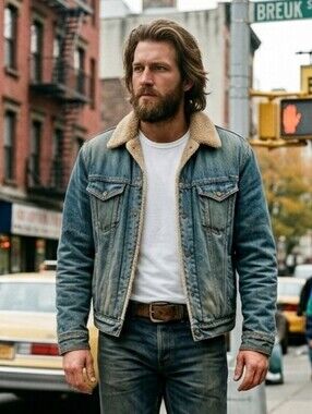 NWT Campus Crew Deadstock Y2K Western Rugged Country Sherpa Trucker Jean Jacket